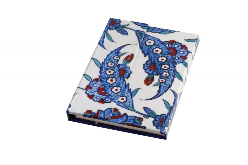 Çini Yaprak Desenli Mıknatıslı Defter