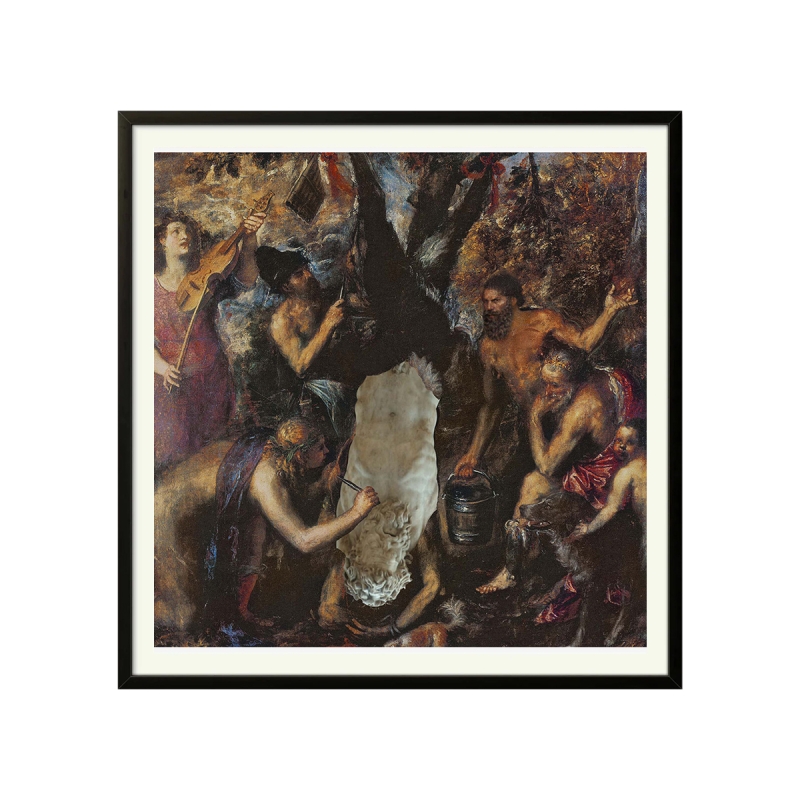 Müzedenal - ELCIELA İPEK PASPARTULU DUVAR ÇALIŞMASI MARSYAS'IN YÜZÜLÜŞÜ 33X33