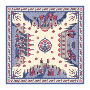 ELCIELA İPEK FULAR TOPKAPI'DA YAŞAM 90X90 (MOR/PEMBE) - Thumbnail