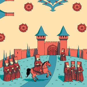 ELCIELA İPEK FULAR TOPKAPI'DA YAŞAM 90X90 (YEŞIL/TURUNCU) - Thumbnail