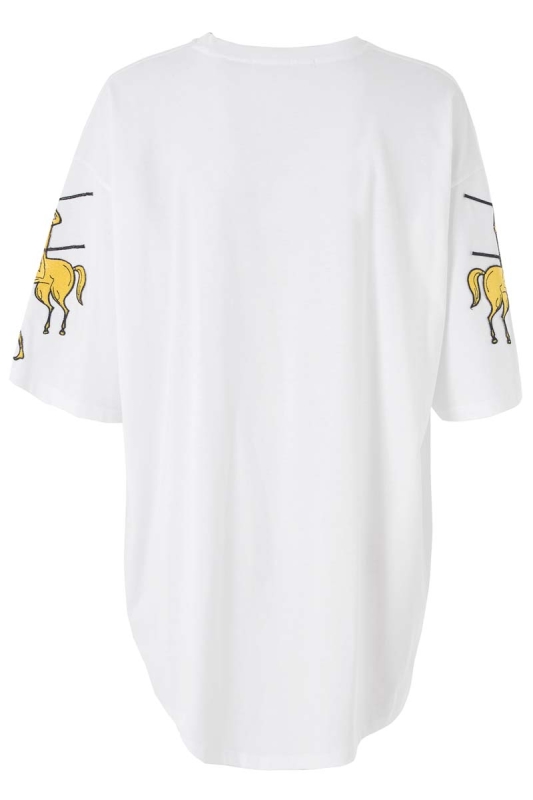 Hatice Gökçe Truva Koleksiyonu Beyaz-Sarı T-Shirt