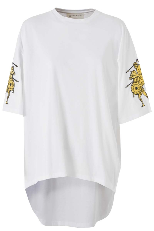 Hatice Gökçe Truva Koleksiyonu Beyaz-Sarı T-Shirt