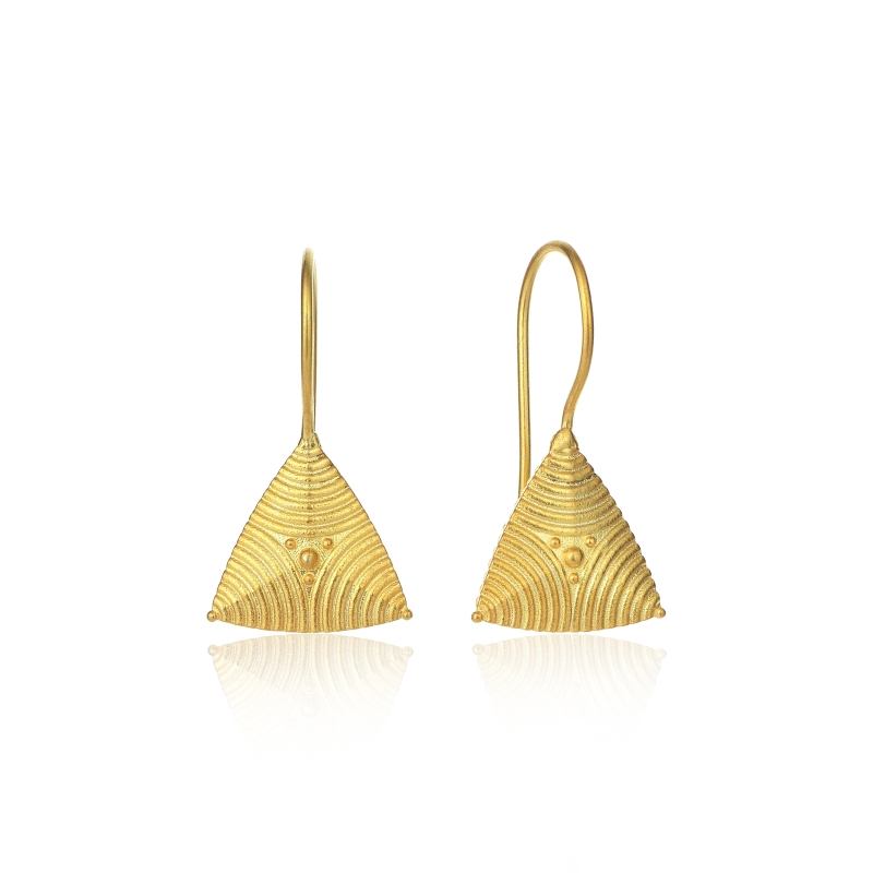 Müzedenal - Üçgen Dalgalı Gümüş Küpe